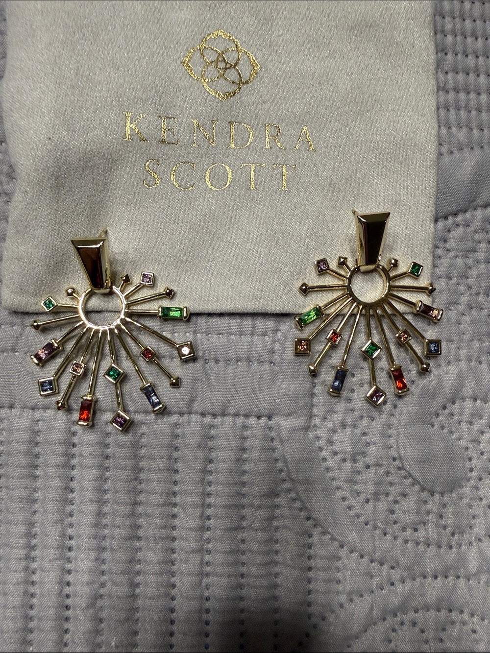Kendra Scott Gold Multicolor Radiant Sunburst Earrings